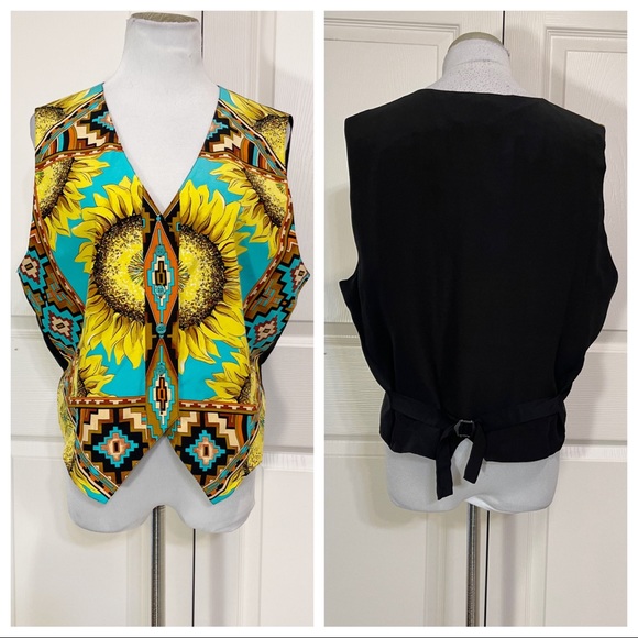 NWT! Silk! Bob Mackie sunflower vest - Picture 1 of 7